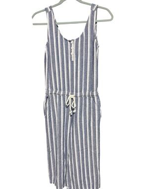 cloth & stone Blue and White Striped Sleeveless Jumpsuit
